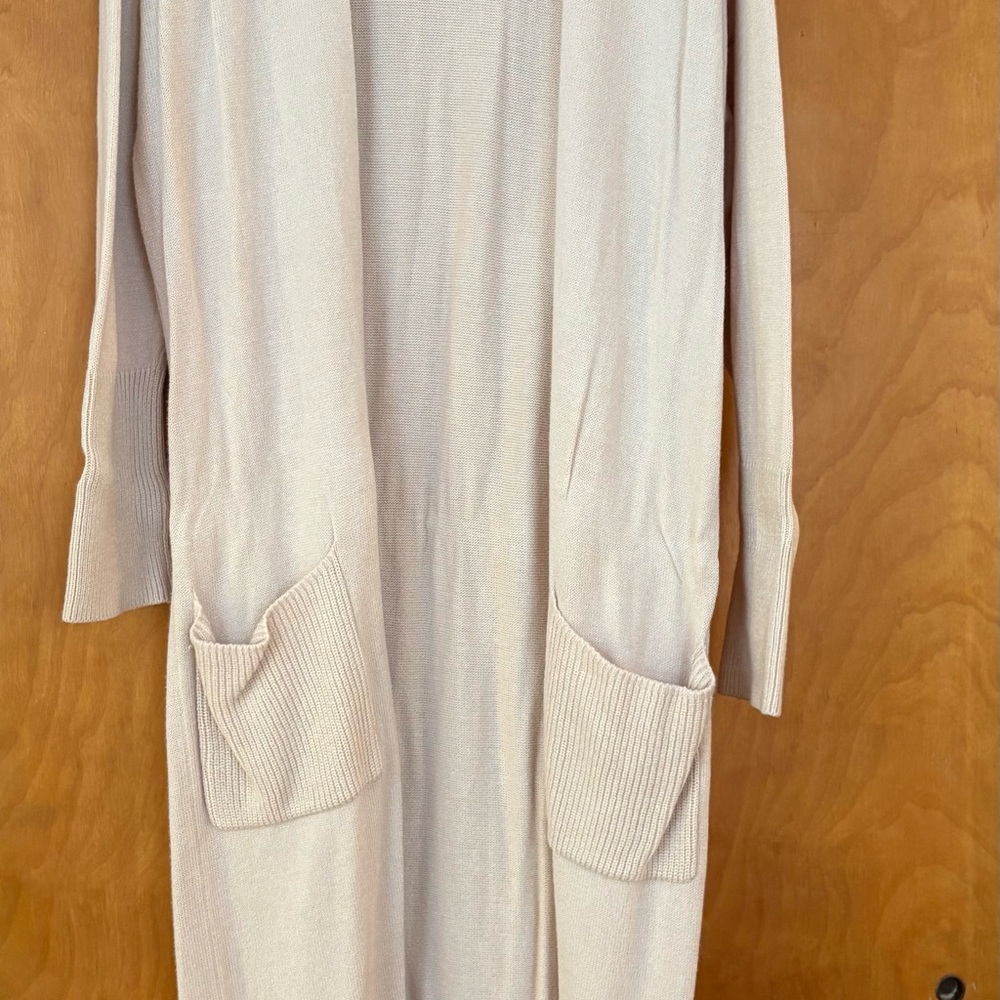 Express Cream Long Cardigan with Pockets